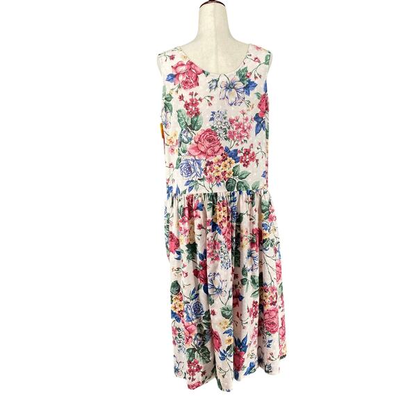 Vtg 80s 90s NOS Brights Creek Cottage Garden Midi Dress Romantic Boho 14? Floral - Picture 3 of 15